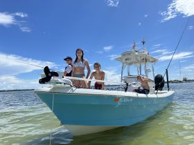 A group of children enjoys a fun day on a fishing boat, showcasing the joy of family adventures on the water.