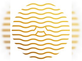 An abstract design featuring wavy lines in gradient shades of yellow and brown, creating a visually intriguing pattern.