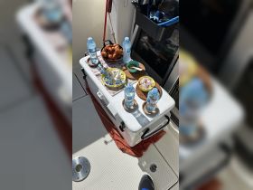 A well-prepared cooler with refreshments and snacks on board, perfect for a day of fun on the water. Includes snorkel gear for underwater adventures.