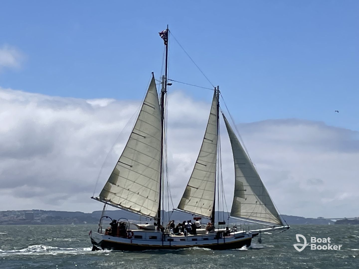 Tall Ship Sailing On A Gold Rush Era Yacht