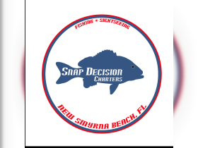 Logo for Snap Decision Charters, offering fishing and sightseeing tours in New Smyrna Beach, FL.