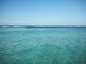 A scenic view of turquoise waters and gentle waves, capturing the essence of a tranquil ocean setting.