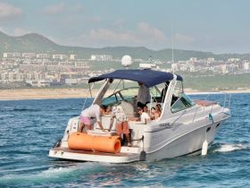 A lively group enjoys their time aboard a boat, engaging in activities and soaking up the sun — perfect for a fun day on the water.