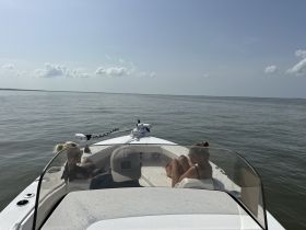 A group enjoys a relaxing day on the water aboard a boat, capturing the essence of leisure and camaraderie under the sun.