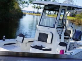 A blurry image of a boat's interior, making it difficult to identify specific features or details.
