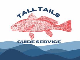 Logo for Tall Tails Guide Service featuring a fish illustration, ideal for fishing enthusiasts seeking guided tours.