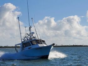 A sleek speedboat cuts through the water, showcasing its dynamic design and performance under a bright blue sky — perfect for thrilling adventures on the open sea.