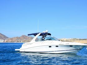 A sleek yacht cruising through clear waters, showcasing its elegant design against a picturesque coastal backdrop.