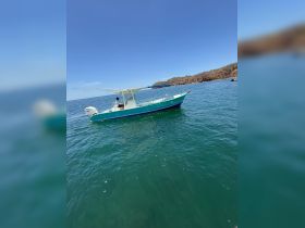 A vibrant speedboat navigates the clear waters, showcasing its sleek design and perfect for adventurous outings on the sea.