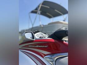 Close-up of a WaveRunner jet ski, showcasing its sleek design and vibrant colors, perfect for thrilling water adventures.