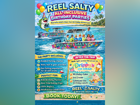 A vibrant promotional image showcasing a fun birthday fishing party experience with kids on a colorful boat — perfect for memorable celebrations in Murrells Inlet, SC.