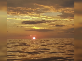 A stunning sunset over the ocean, casting golden hues across the water — a perfect backdrop for evening boat trips and romantic getaways.