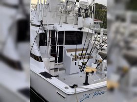 Interior view of a fishing boat's helm and seating area, showcasing the setup for an enjoyable day on the water.