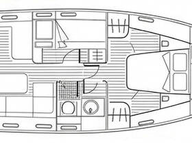 A detailed layout of a boat's interior, showcasing the cabin, seating areas, and helm — ideal for understanding space and design for boating enthusiasts.