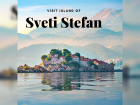 A stunning view of the island of Sveti Stefan, showcasing its picturesque architecture and serene waters — a perfect destination for travelers seeking beauty and tranquility.