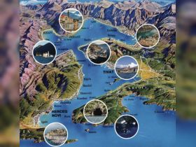 A detailed map showcasing various tourist destinations around the bay, highlighting key locations and attractions for boating enthusiasts.