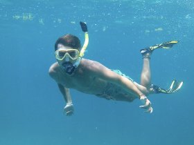 A snorkeler explores the underwater world, showcasing the vibrant marine life and clear waters — an exhilarating experience for adventure seekers.