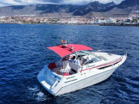 A sleek yacht navigates the open waters, showcasing its stylish design against a stunning coastal backdrop — perfect for luxury outings and adventures at sea.