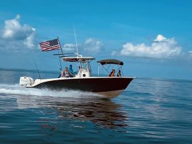 A lively group enjoys a day on the water aboard a speedboat, showcasing the thrill of boating and the beauty of the open sea.