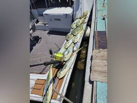 A successful fishing trip showcased with a catch of vibrant fish laid out on the side of the boat, alongside fishing gear and a cooler — perfect for anglers looking to enjoy their day on the water.