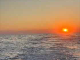 A stunning sunset over the ocean, capturing the serene beauty of the water at dusk — perfect for romantic evening cruises.
