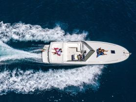 Aerial view of a group enjoying a thrilling ride on a boat, showcasing the excitement of on-water adventures.