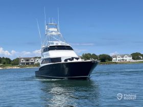 A sleek yacht navigates through calm waters, showcasing its elegant design against a picturesque backdrop of coastal homes.