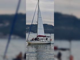 A lively group enjoys a sailing experience on a yacht, showcasing the joy of being on the water with friends.