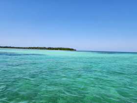 A stunning view of turquoise waters and a lush coastline, perfect for showcasing the beauty of tropical destinations.