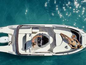 Two friends enjoy a sunny day on a boat, one steering while the other relaxes with a bowl of fresh fruit — a perfect snapshot of leisure on the water.