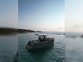A group enjoys a scenic ride on a 100% electric boat, showcasing eco-friendly boating in tranquil waters.