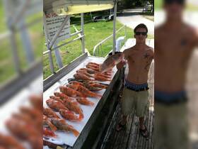 A proud angler displays a large catch of fish after a successful day of fishing, showcasing the thrill of the sport and the rewards of a day on the water.