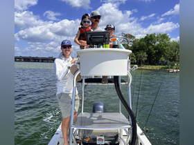 A family enjoys a day of fishing on a boat, with kids actively participating in the adventure — a perfect way to create lasting memories on the water.