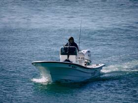 A speedboat navigates through clear waters with a lone captain at the helm, showcasing the thrill of boating adventures.