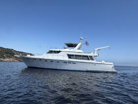 A stunning side view of a luxurious yacht docked in calm waters, showcasing its sleek design against a clear blue sky.
