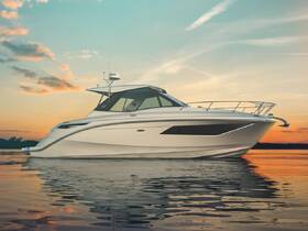 A stunning side view of a sleek yacht docked at sunset, reflecting beautifully on the calm waters — perfect for luxury boating experiences.