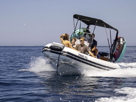 A group enjoys an exhilarating ride on a speedboat, perfect for tubing adventures on the open water.