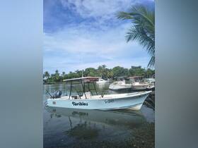 A serene view of the 'Toribios' boat docked along the shore, surrounded by lush greenery and calm waters, perfect for fishing or leisure trips.