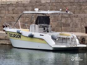 A well-maintained excursion boat docked at the harbor, showcasing its sleek design and inviting atmosphere for future adventures on the water.