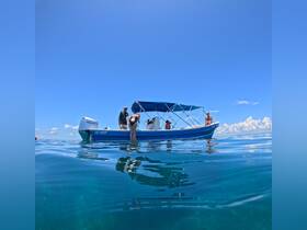 A lively group enjoys a day on the water aboard a boat, with some participants preparing to swim — a perfect scene for aquatic adventures and family fun.