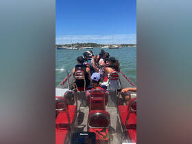 A group of guests enjoys a boat ride, taking in the scenic views of the harbor. Perfect for family outings or group adventures on the water.