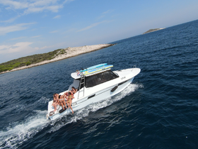 A lively group enjoys a day on the water aboard a boat, showcasing fun and adventure against a scenic island backdrop.