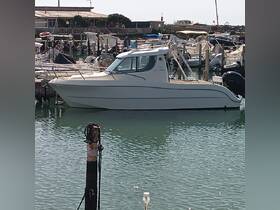 A sleek speedboat docked in a marina, showcasing its elegant design and ready for a day on the water.