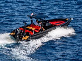 A sleek speedboat cuts through the waves, showcasing an exciting day on the water with guests enjoying the ride.