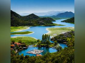 A breathtaking aerial view of a serene river winding through lush greenery and mountains, showcasing the natural beauty of the landscape — perfect for nature lovers and adventure seekers.