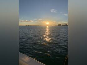 A serene sunset view over calm waters, showcasing the beauty of a tranquil evening on the boat.