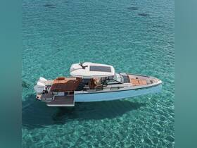 A stunning aerial view of a sleek boat cruising through crystal-clear waters, showcasing its elegant design and spacious deck — perfect for luxury outings on the water.