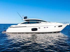 A stunning side view of a Pershing 62 yacht cruising through calm waters, showcasing its sleek design and elegance — perfect for luxury charters.