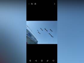 An unclear image featuring a boat and birds flying overhead, lacking a clear focus on the main subjects.