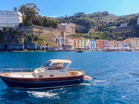 A charming boat navigates the vibrant coastline, showcasing colorful buildings and stunning scenery — perfect for exploring coastal destinations.